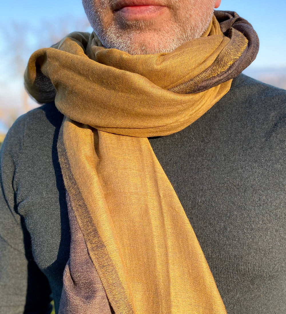 The "dorukha" or reversible Pashmina stoles have been in Kashmir since the 1860s. These beautiful, light, soft double-sided stoles are our best sellers. They are available in different colours and are popular among men and women.