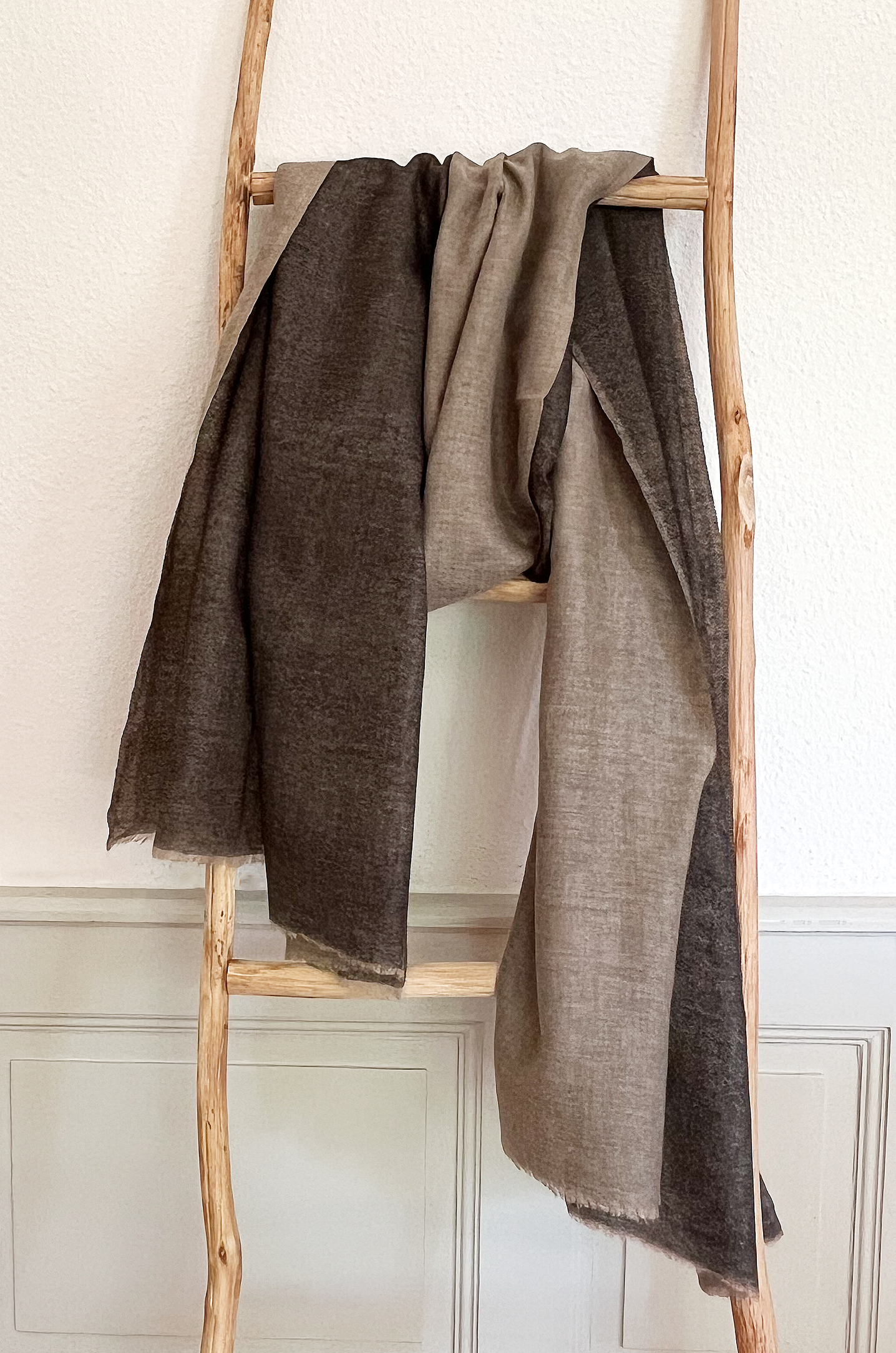 Laal's double-sided stole, made from 100% cashmere, is light, soft, and exquisite Handmade Reversible Pashmina Stole