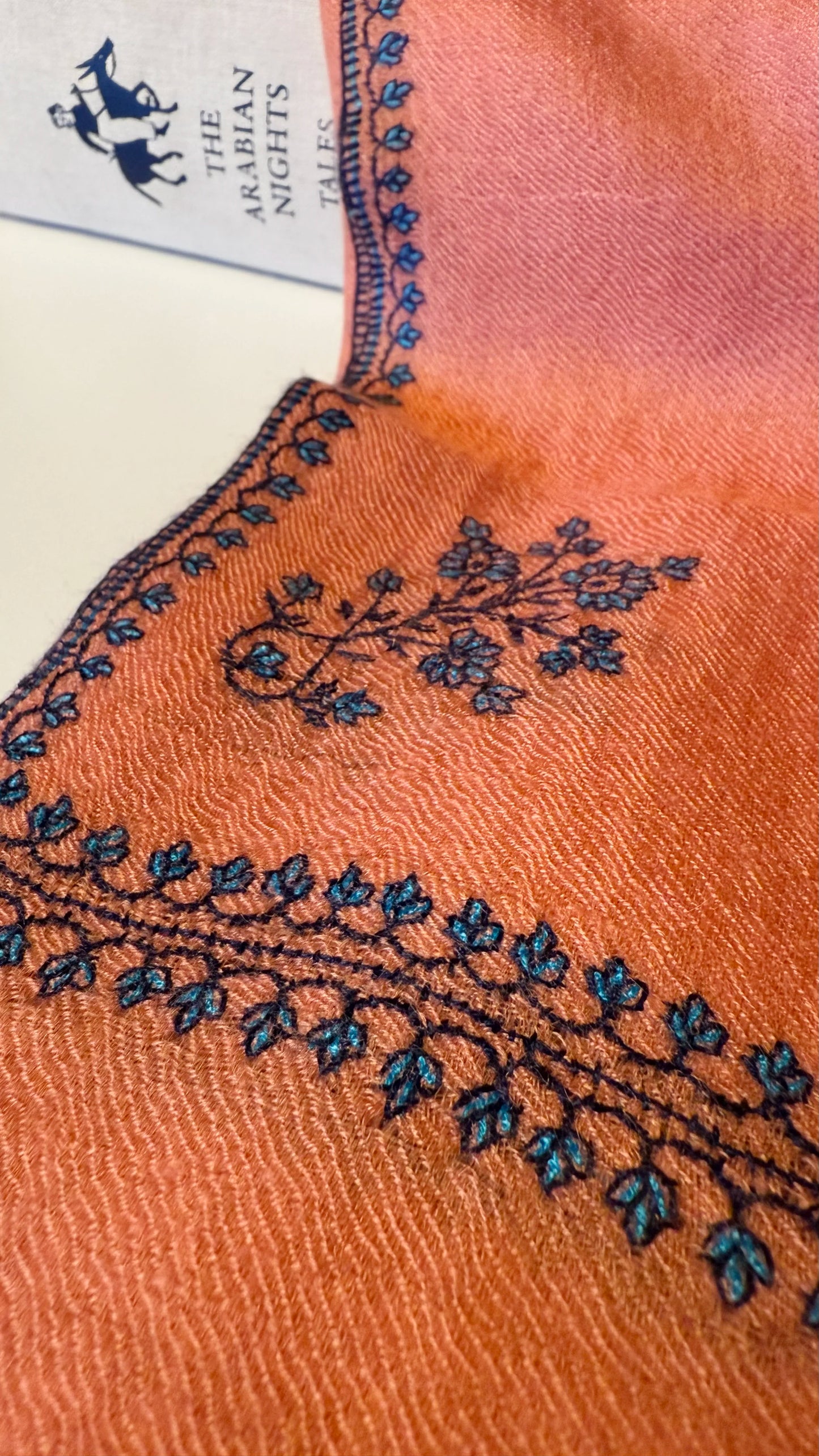 Pashmina Stole with Paisley Border Embroidery