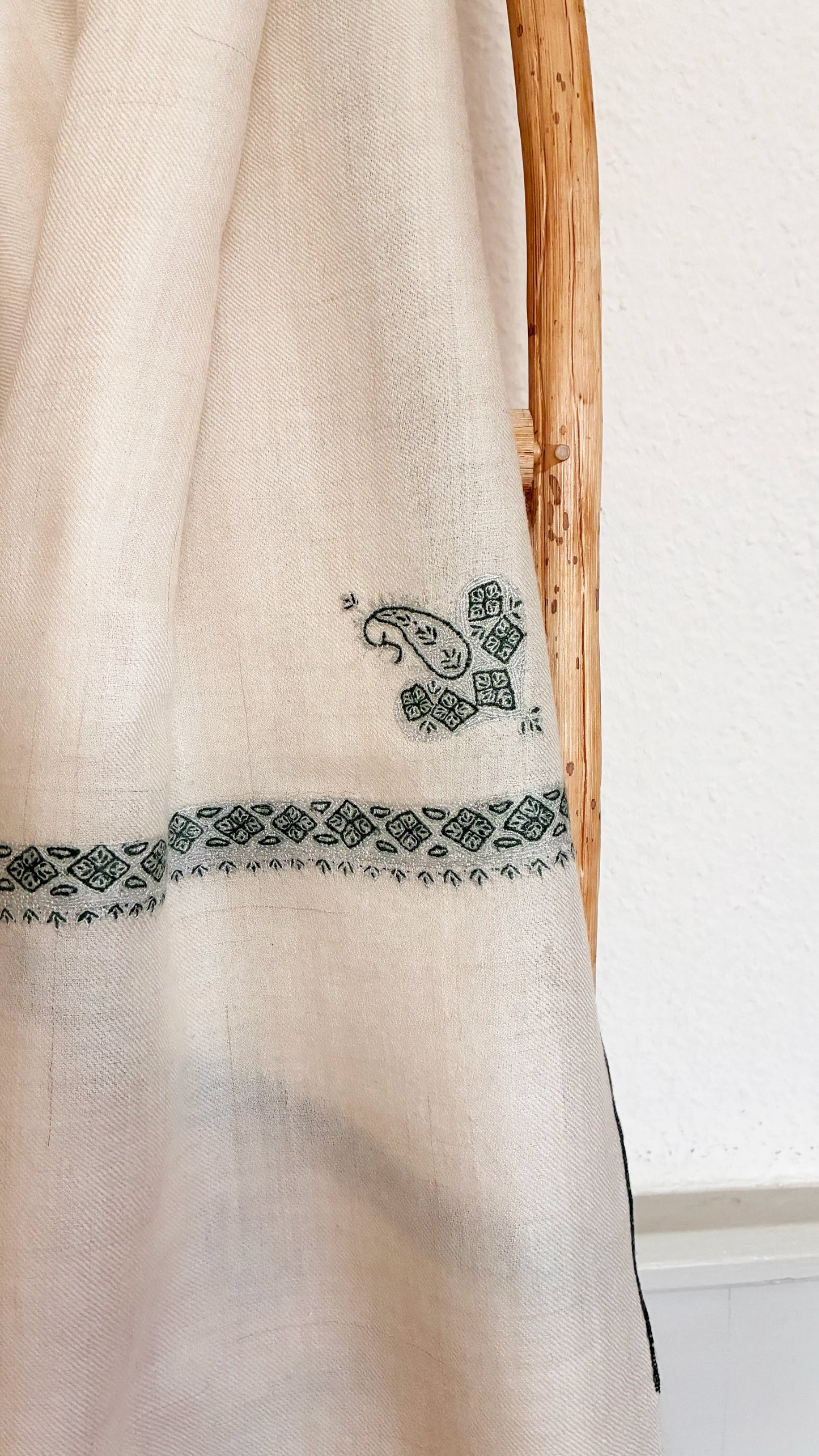 Pashmina Stole with Paisley Border Embroidery