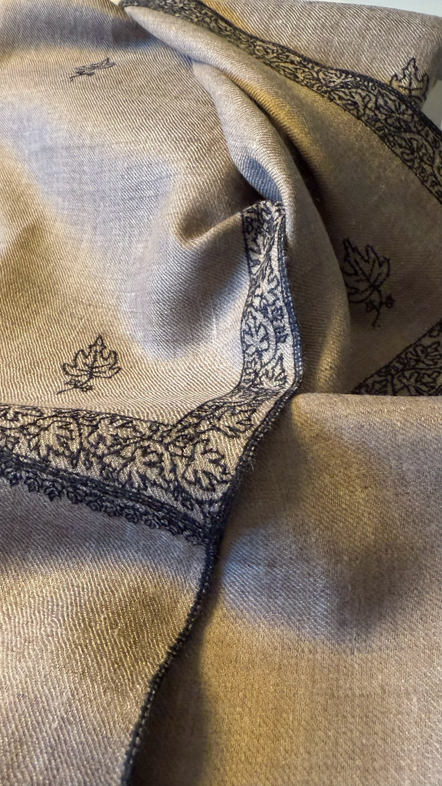 Pashmina Stole with Paisley Border Embroidery