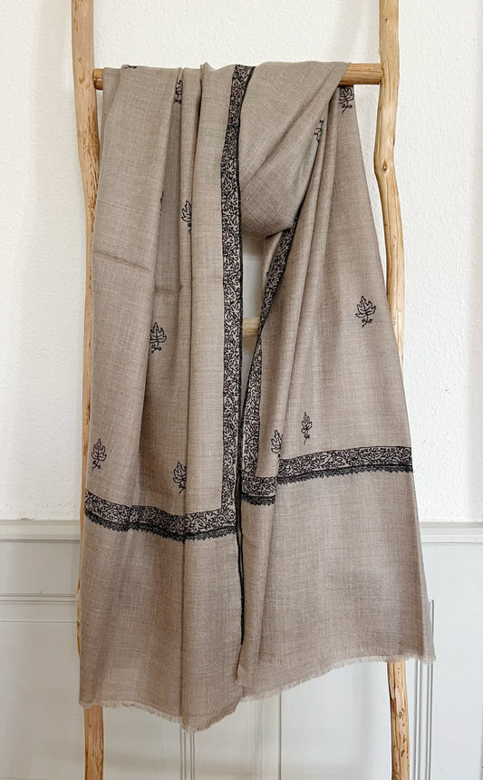 Pashmina Stole with Paisley Border Embroidery