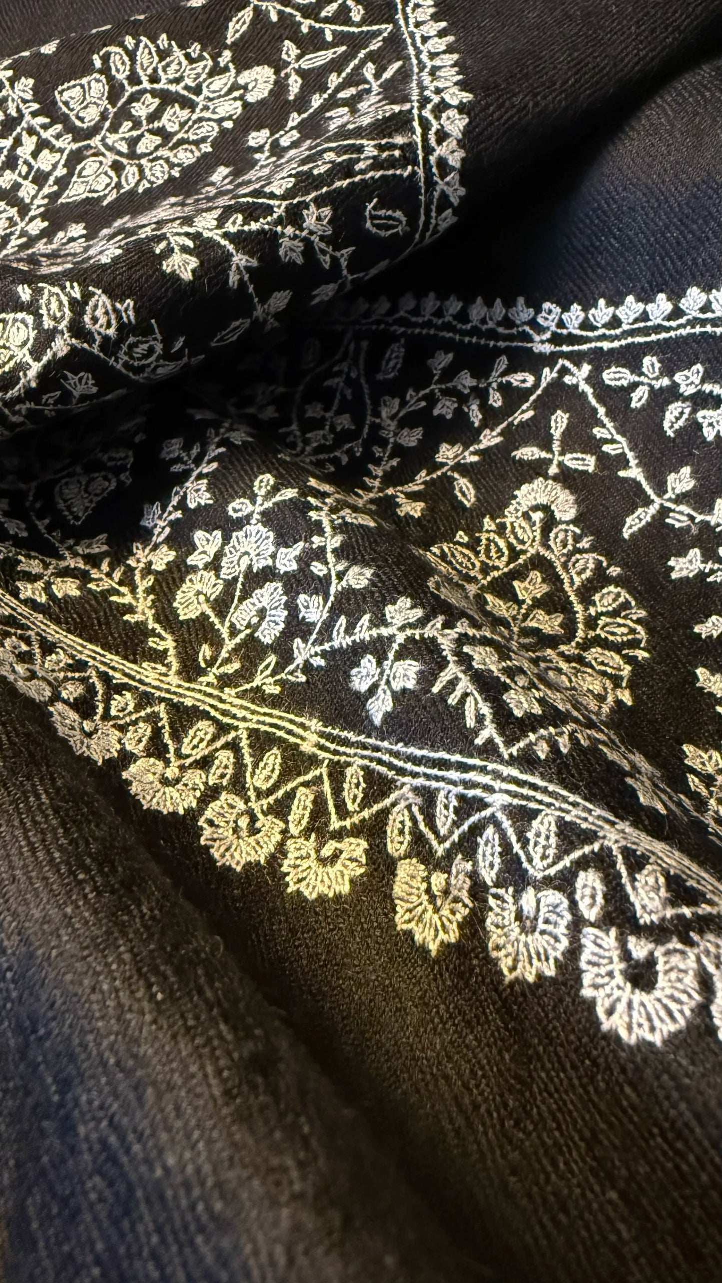 Pashmina Stole with Paisley Border Embroidery