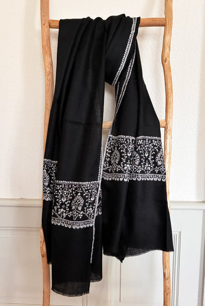 Pashmina Stole with Paisley Border Embroidery
