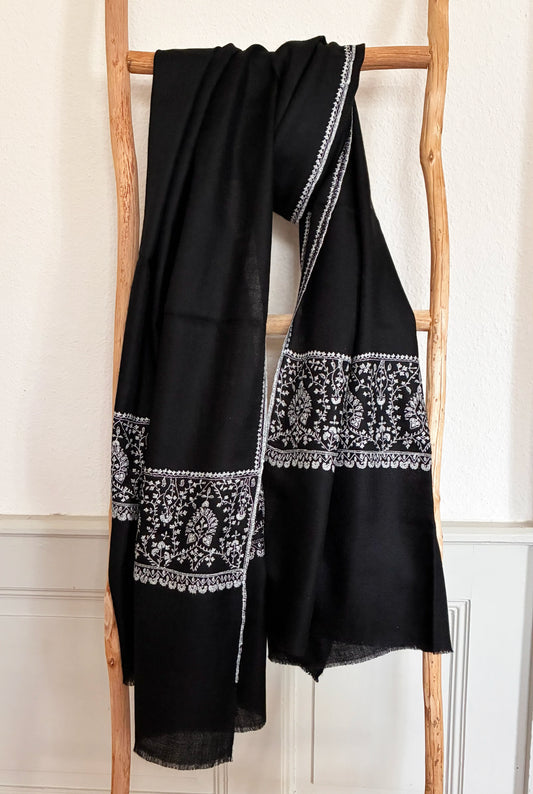 Pashmina Stole with Paisley Border Embroidery