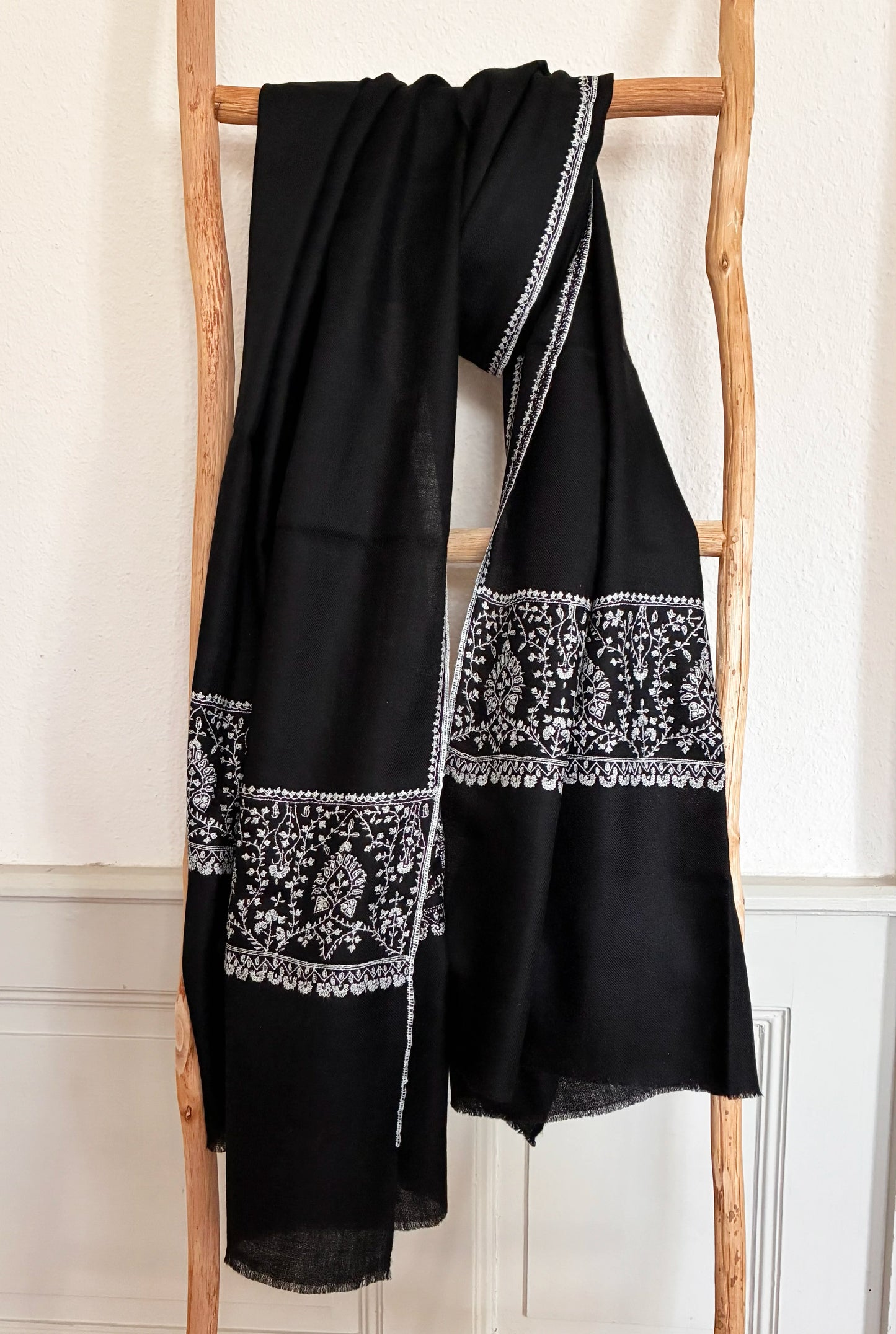 Pashmina Stole with Paisley Border Embroidery