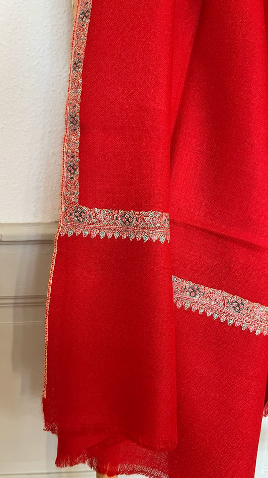 Classic Cashmere Pashmina Shawl with Embroidered Border