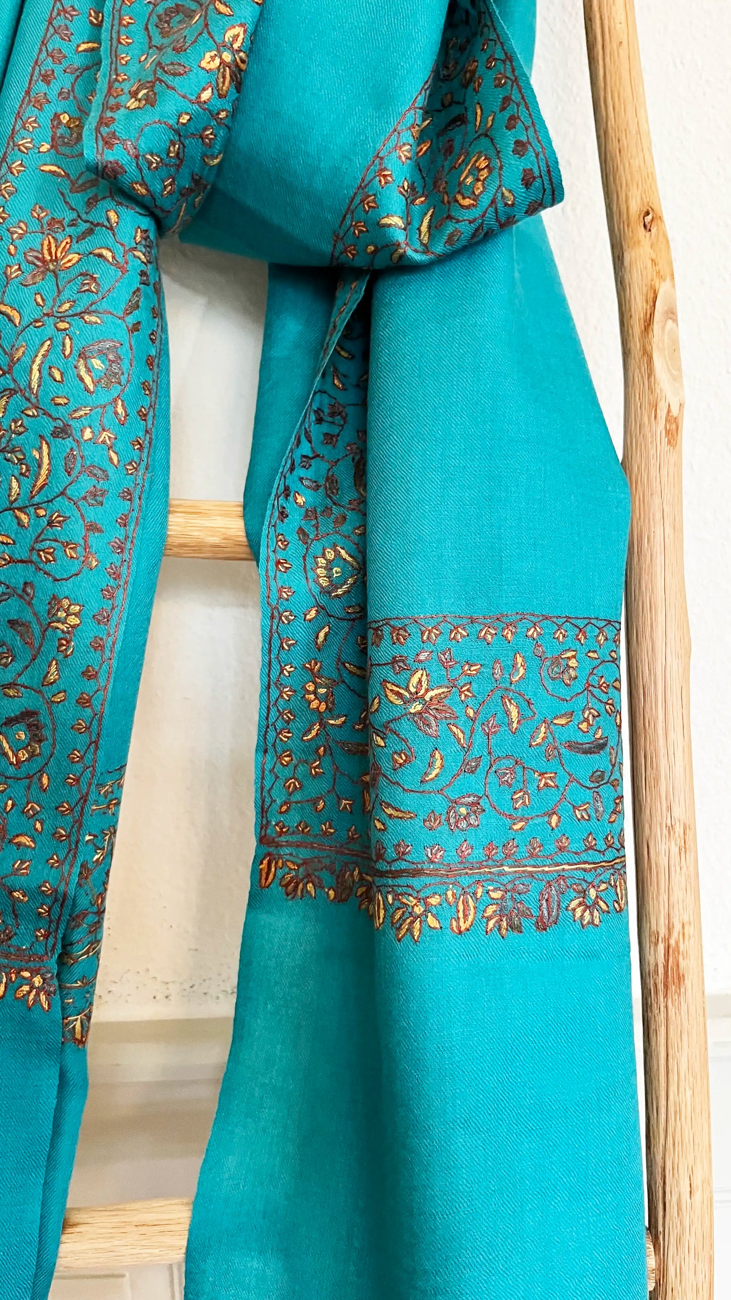 Pashmina Stole with Paisley Border Embroidery