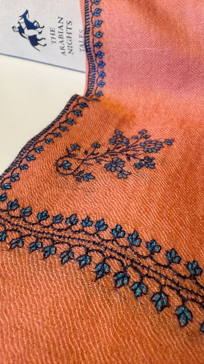 Pashmina Stole with Paisley Border Embroidery