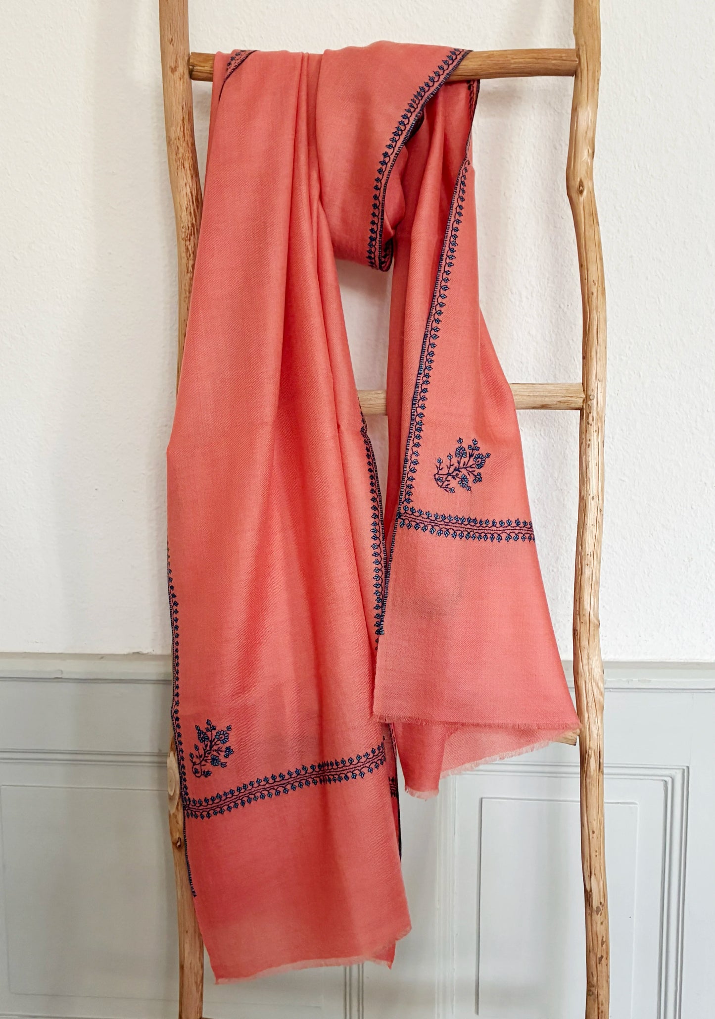 Pashmina Stole with Paisley Border Embroidery