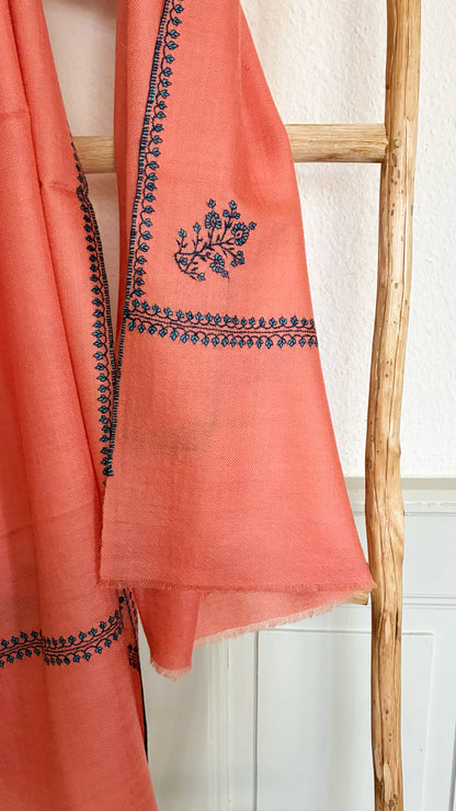 Pashmina Stole with Paisley Border Embroidery