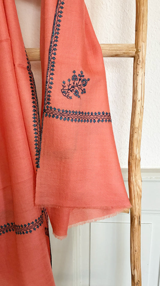 Pashmina Stole with Paisley Border Embroidery