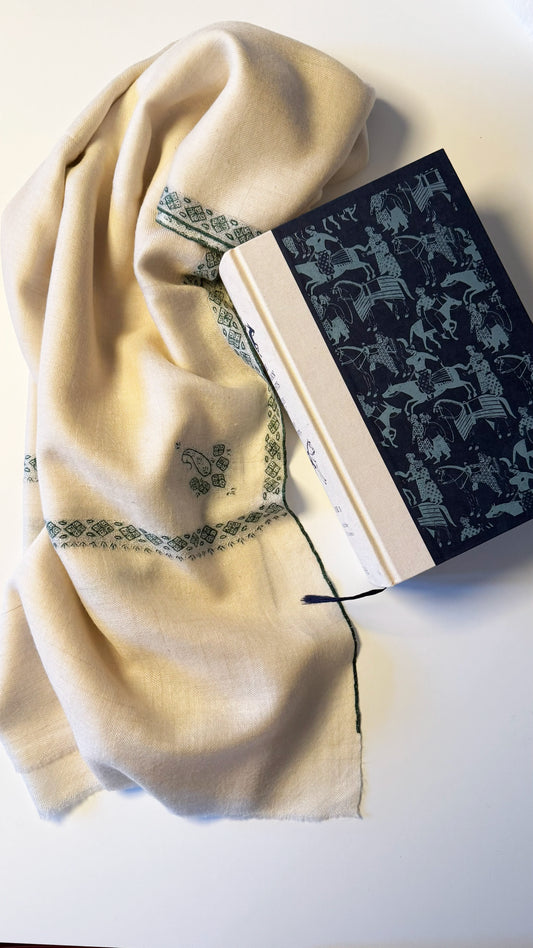 Pashmina Stole with Paisley Border Embroidery