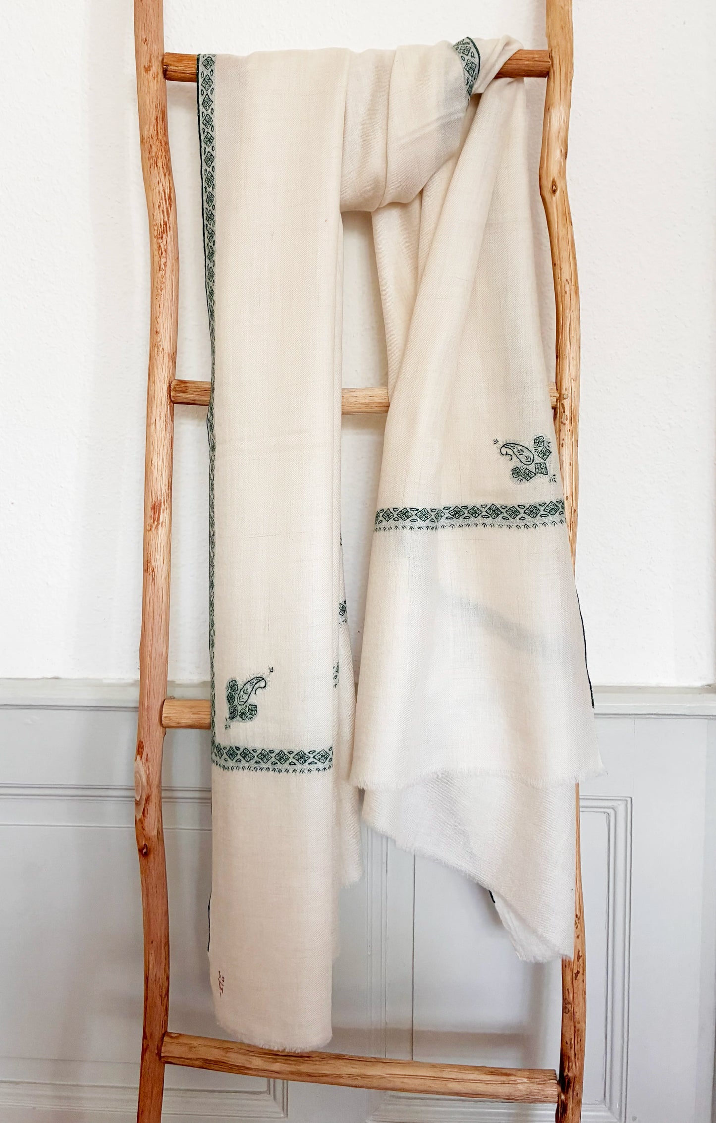 Pashmina Stole with Paisley Border Embroidery