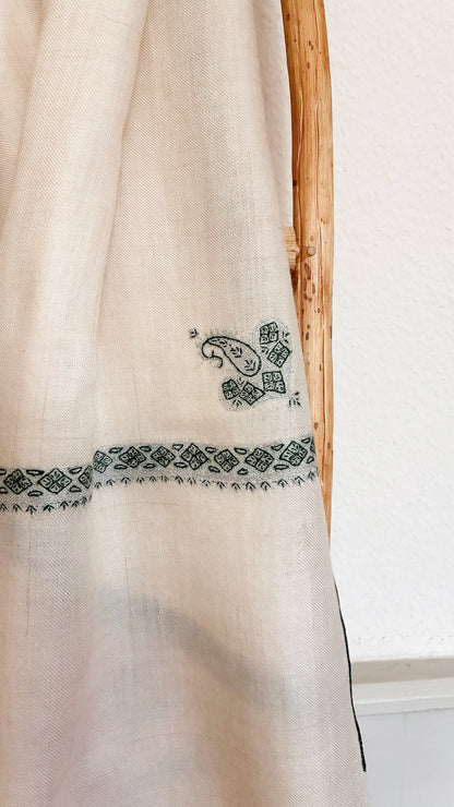 Pashmina Stole with Paisley Border Embroidery